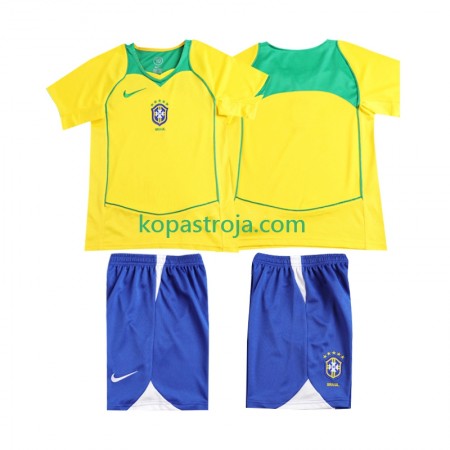 Billiga Fotbollströjor Brasilien 2004 Retro Barn Hemma tröja Kortärmad